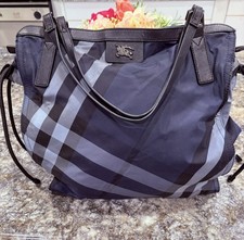 Auth BURBERRY Navy Nova Check Nylon Buckleigh Tote Bag