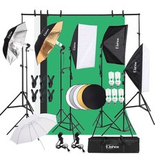 33pcs Photo Studio Photography Lighting Kit 3 Softbox W/ 5 Umbrella Stand Set