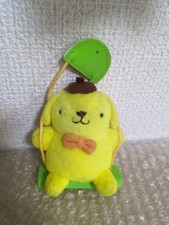Vintage 2000 Sanrio Pompompurin Plush on a Swing - Rare Retro Mascot Keychain