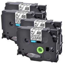 4PK Compatible with Brother P-Touch Clear Tape Strong Adhesive TZe TZ-S141 18mm