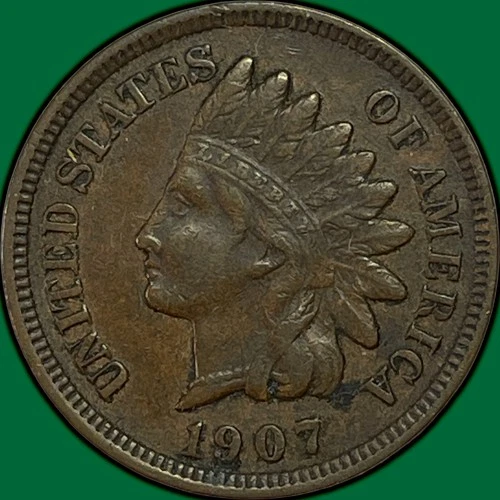 1907 Indian Head Cent Choice Extremely Fine XF+ Coin #35125