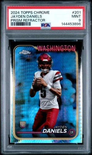 2024 TOPPS CHROME PRISM REFRACTOR #201 JAYDEN DANIELS ROOKIE RC PSA 9