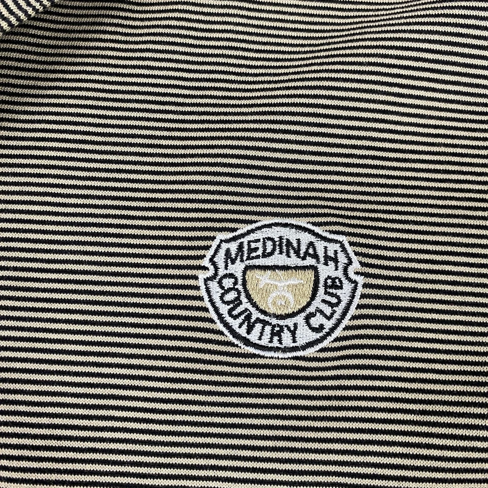 Camisa Polo Fairway & Greene Para Hombres XL Negra Blanca Rayas Medinah Country Club Golf Foto 4 de 4