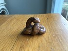 Vintage Carved Wood Japanese Netsuke Coiled Snake Very Detailed Lovely Patina — photo 1