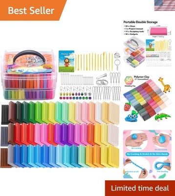 50-Color Polymer Clay Starter Kit with Oven Bake Tools for Creative Kids