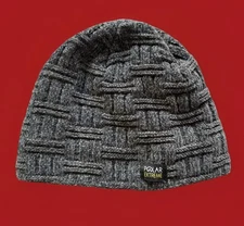 Polar Extreme Faux Fur Lined Gray Knit Warm Winter Hat Beanie