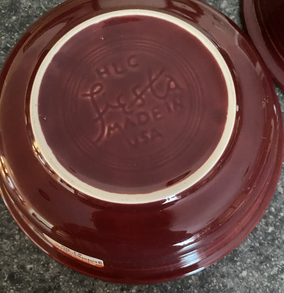 复古 Fiestaware Homer Laughlin 汤谷物碗 Cinnabar 7 英寸美国 — 第 3/4 张图片