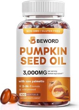 Pumpkin Seed Oil with Saw Palmetto Softgels, 3000mg Per Serving, 300/600 Softgel