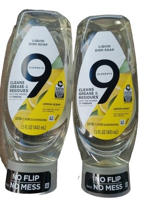 LOT OF 2 - 9 ELEMENTS LEMON SCENT LIQUID DISH SOAP  15 FL OZ EACH