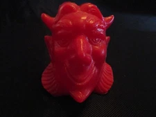 Vintage Plastic Red Devil Head Blow Mold 3"H Halloween