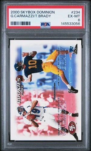 2000 SKYBOX DOMINION #234 GIOVANNI CARMAZZI/TOM BRADY ROOKIE RC PSA 6