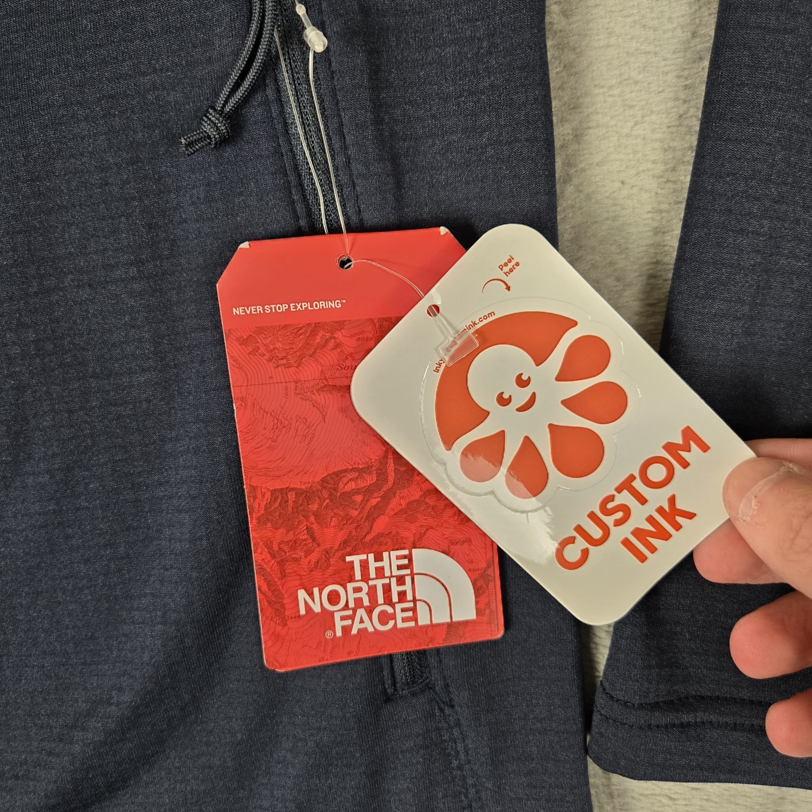 North Face Jacket Mens Small Mountain Peaks Full Zip Fleece Blue Logo NWT thumbnail 5