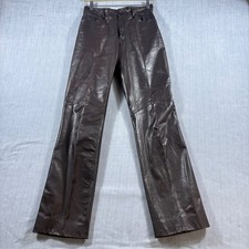 North Beach Leather Pants Womens Brown Straight Leg Vintage High Rise Moto
