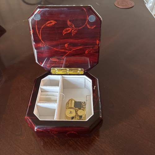 Wooden Music Box Attic Brand Jewelry Box Never Used Plays Amazing Grace Rare