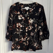 Christopher & Banks Petites P/L Black Floral ...