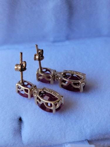 Ohrhänger 10 Karat Gelbgold Rubin & Diamant - Bild 5 von 5