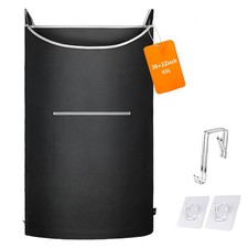 XL Hanging Laundry Hamper Bag Black Door with Large Openging and Basket for Home