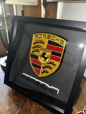 Porsche Stuttgart Logo 3D Printed Badge - 25cm x 25cm Square Wall Display