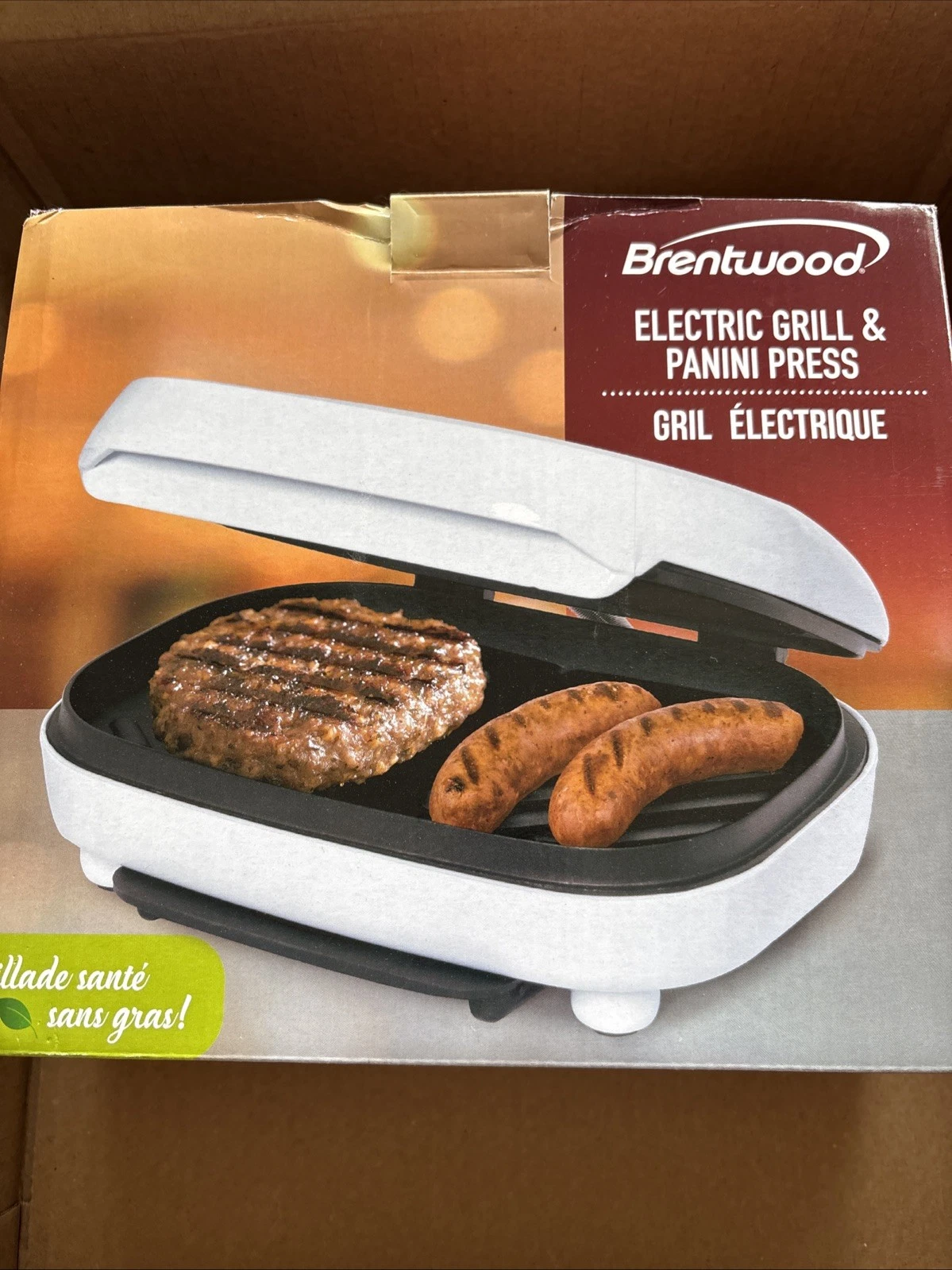 Brentwood Non Stick White Panini Press and Sandwich Maker 750W
