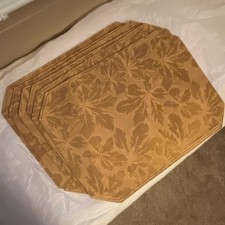 Harvest Brown Floral Nature Rectangular Placemat Set of 6, Machine Washable