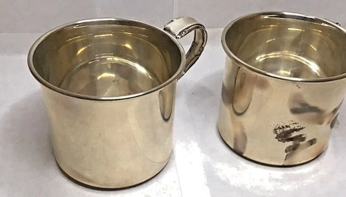 Two Vintage Madrigal Lunt Silver Baby Cups with Handle 2" Tall (Sterling Silver)