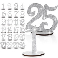 Glitter Table Numbers 1-25 Wooden Table Numbers for Wedding Reception Standin...