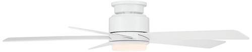 52" Modern Outdoor Hugger Ceiling Fan LED Light Remote Matte White for Exterior - Picture 6 of 8