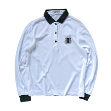 Vintage Burberrys White Long Sleeve Polo Shirt Crest Logo Size M  Authentic