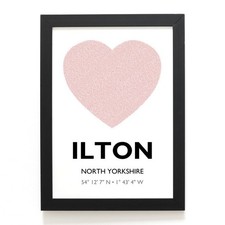 A4 PRINT - Ilton, North Yorkshire - Word Heart Design - SE1878