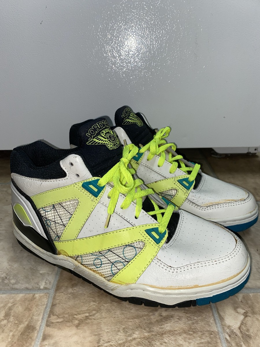 Vintage 1989 JORDACHE Tennis Shoe Sneaker Neon Yellow Blue