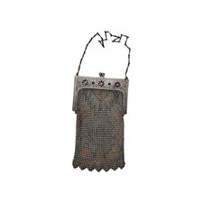 Vintage Whiting  Davis Enamel Color Mesh Flapper Bag Art Deco Purse
