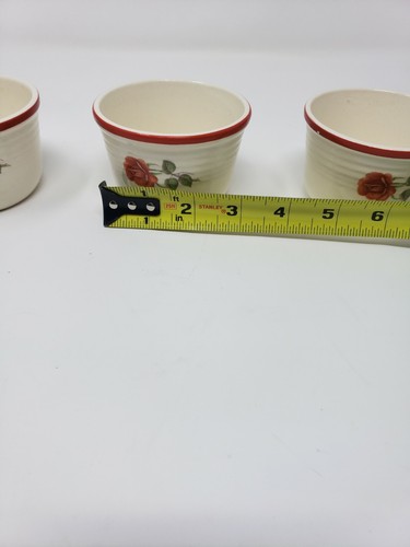 Vintage "BAKE OVEN" Brand Baking/Ramekin CUPS (Lot of 3) Rose Pattern - Imagen 4 de 10