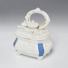 Antique Victorian Porcelain Fairing Gift Prize Dresser Sword Crown Box, 2.25"