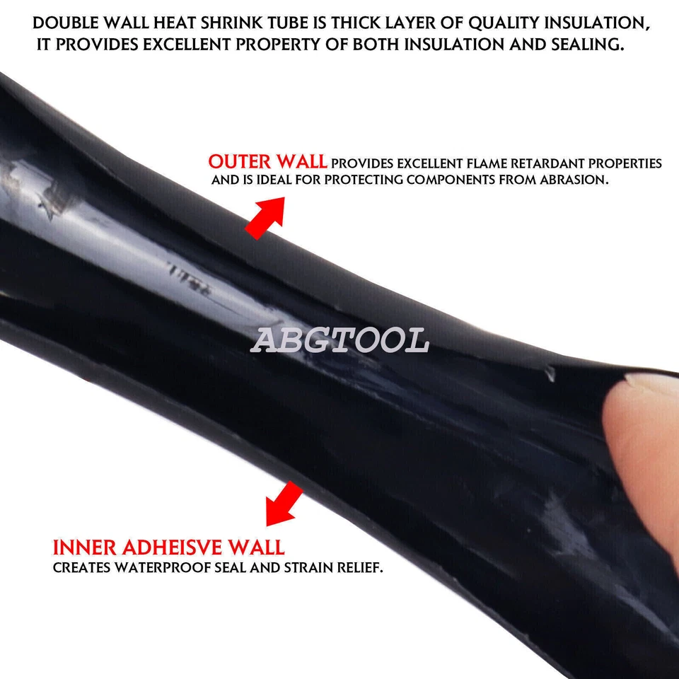 4:1 Shrink heat shrink tube Double wall tube with glue heat shrink tube black AU - image 3 of 4