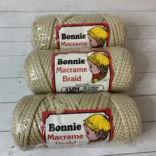 Pepperell Bonnie Macrame Braid Cord Pearl (tan) 4mm 50 Yards Three Rolls Sealed
