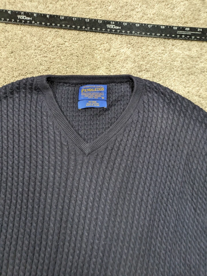 Pendleton Sweater Vest Cable Knit Mens Large Navy Blue V Neck Sleeveless Japan - Image 2 of 4