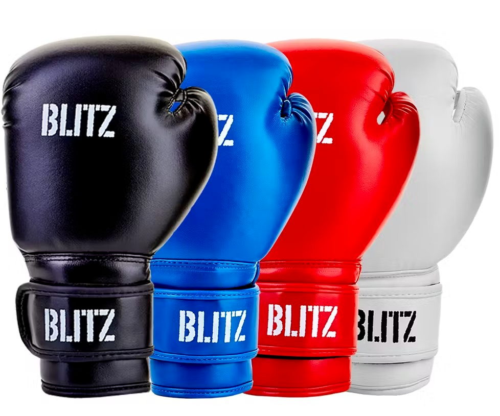 Blitz Pro Boxing Gloves, Leather/PU mix Red, Black, Blue, White,  6,8,10,14,16 oz