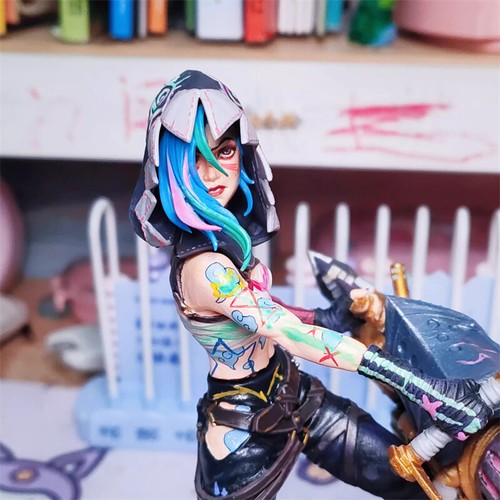 NUOVO Arcane: League of Legends Cities Jinx Figure Statua Modellino Giocattolo Fatto a Mano 20cm - Foto 2 di 7
