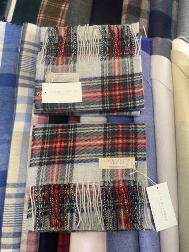 Lochcarron 100% Lambswool tartan Scarf | Stewart Dress Grey | Made in Scotland - Picture 5 of 8