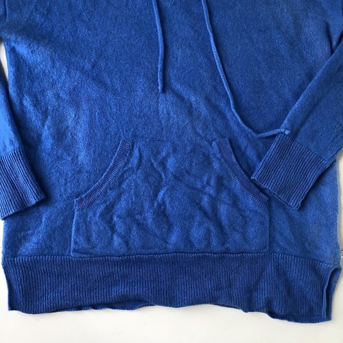 Charter Club Women’s Cashmere V-Neck Pullover Hoodie Sweater Pocket Blue Small - Picture 21 of 21