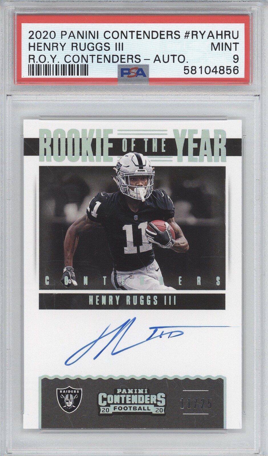 Henry Ruggs III Panini Contenders Rookie of the Year Contenders #RYAHRU Autograph