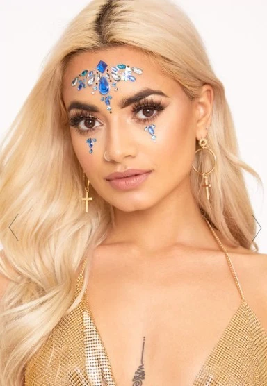 Festival EDC NYE Rave Cara Adhesiva Joyas Cristal Gemas Estrás Pegatina Foto 4 de 4