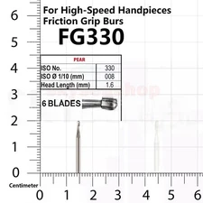 SUPÉR Carbides FG330, Friction Grip, 100pcs Burs Pear-shaped