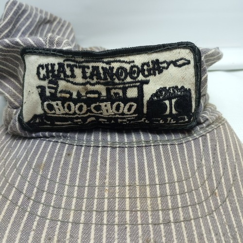 Vtg Chattanooga Choo-Choo Train Conductors Hat Youth Small RailRoad Striped USA - Picture 2 of 5