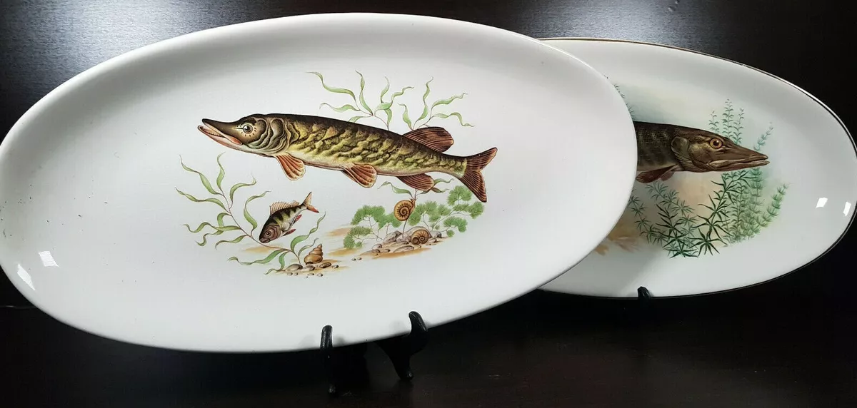 Stunning Large Oval Plates Platter Fish Serving Plate Pike 49cm