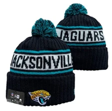 Jacksonville Jaguars Logo Hat Beanie Cap NFL Football Teal Blk New Era Adult Men