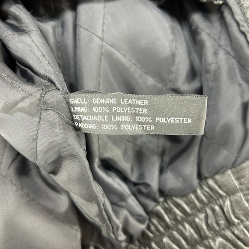 VINTAGE Wilda Jacket Youth Boys Large Black Bomber Genuine Leather Flag USA 90s - Picture 9 of 13