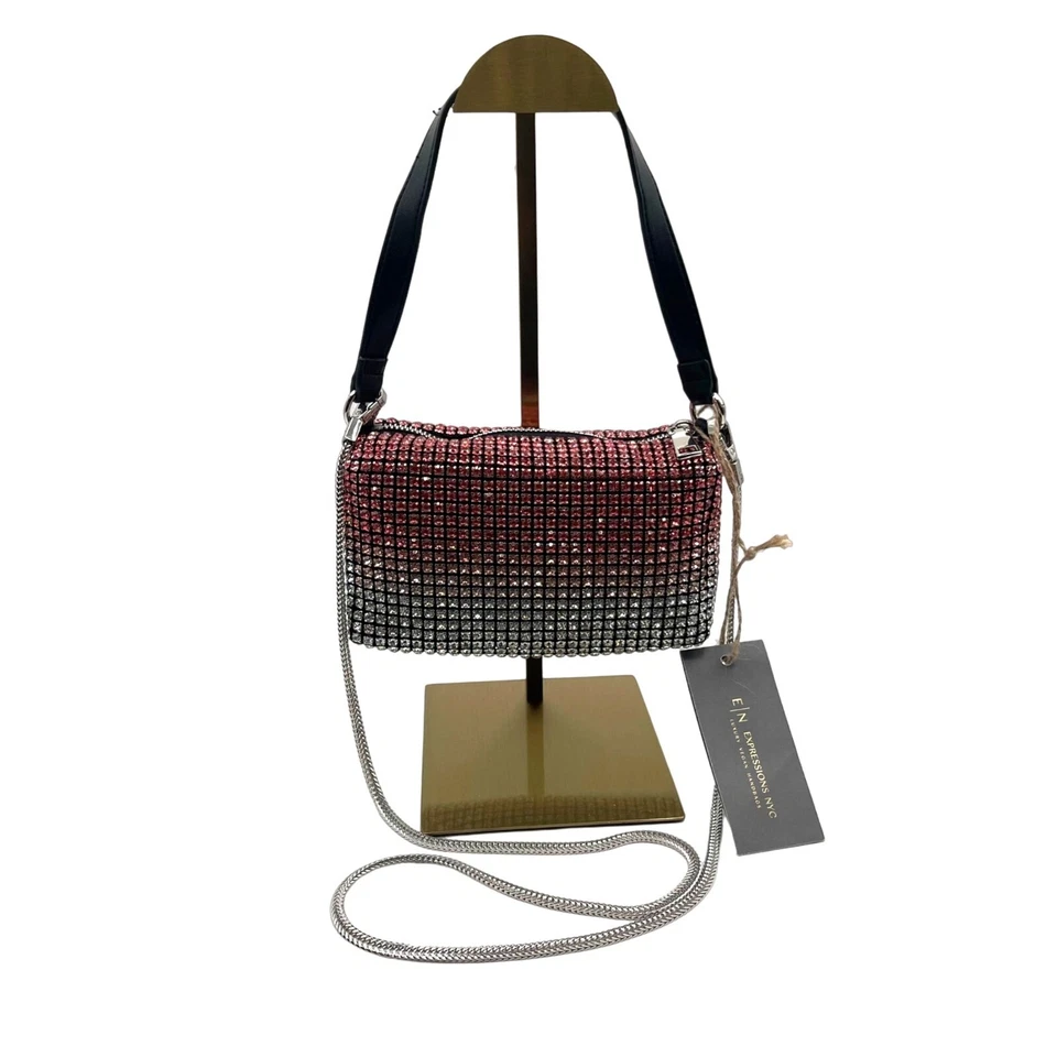 Bolso de Hombro Expressions NYC Estrás Cuero Vegano/Correa de Cadena Color ROSA NUEVO CON ETIQUETAS Foto 2 de 4