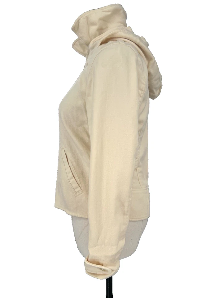 Chaqueta corta con capucha de lana Ralph Lauren para mujer 6 M mediana crema NUEVA Foto 4 de 4