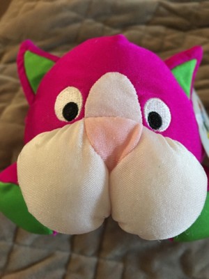 Vintage Chosun Plush & Toys Sample Nylon Beanie Magenta Green Cat Seoul Korea